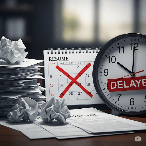 [Graphics: Crossed-out calendar, mismatched resumes, delayed timeline]